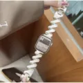 Metall gewelltes Uhrenarmband glänzendes Design kompatibel mit Apple Watch elegantes Damenaccessoire - 38/40/41/42mm Universal / Sternenlicht