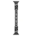 Stainless steel replacement metal watch band for Apple Watch with black rhinestones and bow. - Black (Bow Rhinestone)