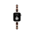 Cinturino di ricambio in pelle con catena in oro rosa compatibile con Apple Watch. - Corda in Pelle Nera Oro Rosa