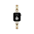 Cinturino Apple Watch catena oro e bianco elegante cinturino di ricambio in metallo pelle - Corda in Pelle Bianca Oro