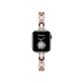 Cinturino di ricambio metallo pelle per Apple Watch, design di lusso elegante accessorio. - Corda in Pelle Bianca Oro Rosa