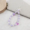 Sweet purple beaded phone charm strap with cute flower and bow accents for cute bags. - Clear Bowknot Purple Panda