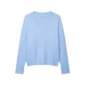 Light blue V-neck dropped shoulder loose short knit sweater for women casual chic fashion top - S / Top (B4-7373-45-830) / Light Blue