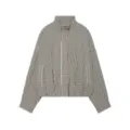 Check out this stylish black and white plaid stand collar short casual jacket detail view. - S / Tops / Gray (Black White Plaid)
