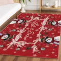 Tapis de salon rouge Noël bonhomme de neige imprimé moquette douce chambre descente lit - Tapis de Noël-8 Carré