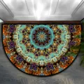 Half-circle mandala doormat for entryway, non-slip floral floor mat for home door. - Mandala Half Circle 5