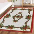 Christmas living room rug detail, red and green pine branch pattern, festive home decor. - Christmas Carpet 7 Square