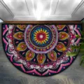 Colorful mandala half-circle doormat, durable non-slip entryway rug for home decor. - Mandala Half Circle 6