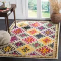 Tapis de salon bohème vintage avec motif géométrique coloré, tapis de sol facile d'entretien. - 50*80cm / Motif Deux