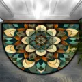 Mandala half round door mat for entryway, non slip decorative floor mat for home decor. - Mandala Half Circle 7