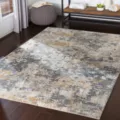 Modern abstract living room rug grey and gold minimalist carpet for home decor and sofa area - 50*80cm / Elsa-4 Square