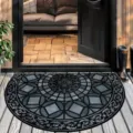 American retro semi-circular doormat for entryway, porch and bathroom, vintage design. - 40*60cm / Geometric Vines