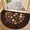 Semi-circular doormat with vintage stone tile pattern, non-slip entryway floor mat for home. - 40*60cm / Retro Stones