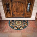 Semicircular doormat retro mandala style non slip floor mat for entryway bathroom indoor - Mandala