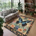 Vintage butterfly area rug for living room floral botanical large carpet home decor - Butterfly Floral Style 5