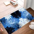 Paillasson floral bleu, tapis de sol absorbant et antidérapant pour entrée, salle de bain. - Tapis Style 10