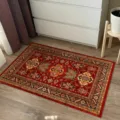 Vintage bohemian area rug with red ethnic patterns, durable for living room and bedroom. - Masya Series 6