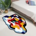Modern irregular rubik's cube melting art rug, soft cashmere-like bedside carpet for bedroom. - 40x60cm (Faux Cashmere Point Plastic) / Magic Cube-1