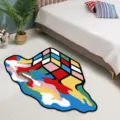 Cartoon melting Rubik's cube shaped plush carpet for bedroom bedside living room floor mat - 40x60cm (Faux Cashmere Point Plastic) / Magic Cube-2