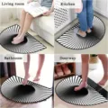 3D optical illusion half circle floor mat black and white vortex anti slip door rug decor - Semicircle / 40x60cm