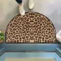 Stylish semi-circle leopard print door mat for hallway, bedroom bedside, and entryway use. - Semicircle / 40*60cm / Leopard Print
