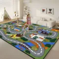 Children's city traffic game carpet, cute green rug for living room bedroom kids play floor mat. - 40*60cm / City Traffic Style 2