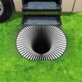 3D optical illusion door mat black and white vortex floor carpet for indoor entryway - Ellipse / 40x60cm