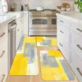 Modern abstract kitchen mat set 3 pieces yellow gray anti slip floor runner rug decor - 40*60cm / Abstract Geometric