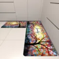 Colorful tree kitchen mat set of two pieces non-slip floor rug for home decoration - 40*60cm / Pattern 3