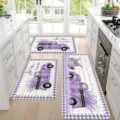 Kitchen mat set 3-piece purple truck lavender design non-slip floor rugs for home kitchen decor - 40*60cm / Lavender Truck