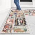 Vintage kitchen mat set runner non-slip floor rug retro vegetable fruit market decor home - Pattern 7