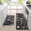 Bohemian kitchen mat set non-slip runner rug black mandala floor mats for home decor - Black Mandala