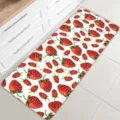 Long kitchen mat runner with cute red strawberry pattern non-slip floor rug for home use. - Strawberry Pattern