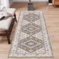 Vintage Persian style runner rug, elegant vintage floral hallway carpet and kitchen mat. - Naersi