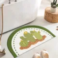 Semi-circular cactus floor mat, cute minimalist anti-slip rug for living room and bathroom. - Cactus / 50*80cm