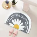 Semi-circular fluffy bath mat with cute daisy flower pattern, soft non-slip floor rug. - 40*60cm / Scene Image (1)