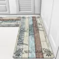Rustic wood grain kitchen floor mat set of two, anti-slip runner rugs for home decor. - 40*60cm / Diamond