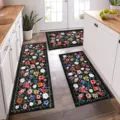 Bohemian floral kitchen rug set of 3, anti-slip washable floor mats for home decor. - 40*60cm / Kitchen Mat Set A-2