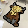 Cute highland bull shaped rug imitation cashmere short plush anti-slip floor mat bedroom decor - 50*60cm / Spring