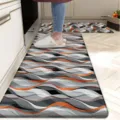 Kitchen rug runner set non-slip geometric abstract wave kitchen floor mats two piece runner - American Kitchen Mat 529-8