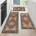 Vintage Persian style kitchen rug set, non-slip runner mats for floor decor detail view. - 40*60cm / Orange Red