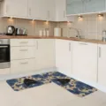 Set de alfombras de cocina, alfombra antideslizante floral y gato negro para hogar 2pcs - 40x60cm / Gato
