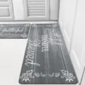 Grey wood grain kitchen floor mat set of two with motivational quotes for home decor. - 40*60cm / Gray