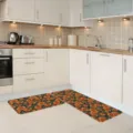 Alfombra de cocina retro americana juego de 2 piezas antideslizante alfombrilla floral - Floral