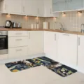 Juego de alfombrillas de cocina con diseño de corgi y noche estrellada, antideslizante y duradero. - Corgi