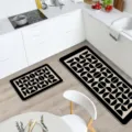 Ensemble de tapis de cuisine géométriques, tapis antidérapant noir et beige pour sol de cuisine. - 40*60cm / Tapis de Cuisine Américain 6.10-3