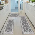Bohemian floral kitchen mat set 3 piece non slip washable runner rugs for home floor decor - Bohemian Floral Kitchen Mat - Dark Gray
