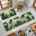 Lot de 2 tapis de cuisine antidérapants et lavables avec motif de feuilles de monstera tropicales. - Tapis de Cuisine Américain 6.10-10