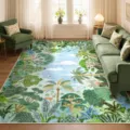 Detailed view of a lush green jungle carpet, botanical floral living room rug, cozy home decor. - 40*60cm / Summer Jungle