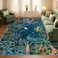 Midnight jungle area rug with tropical plant and tiger pattern, plush living room carpet. - 40*60cm / Midnight Jungle